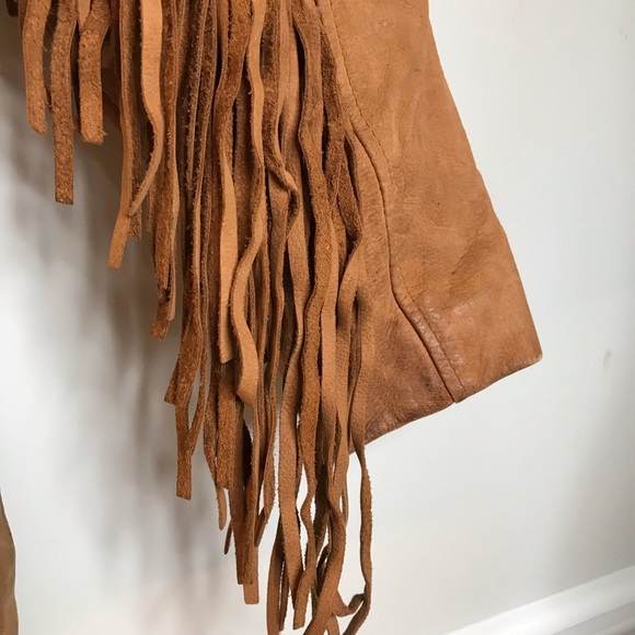 Vintage G-III Leather Tan Fringe Jacket Medium - Picture 8 of 9